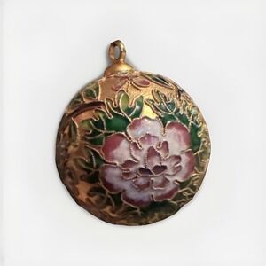 Vintage Cloisonne Enamel Christmas Ornament With Beautiful Floral Pattern